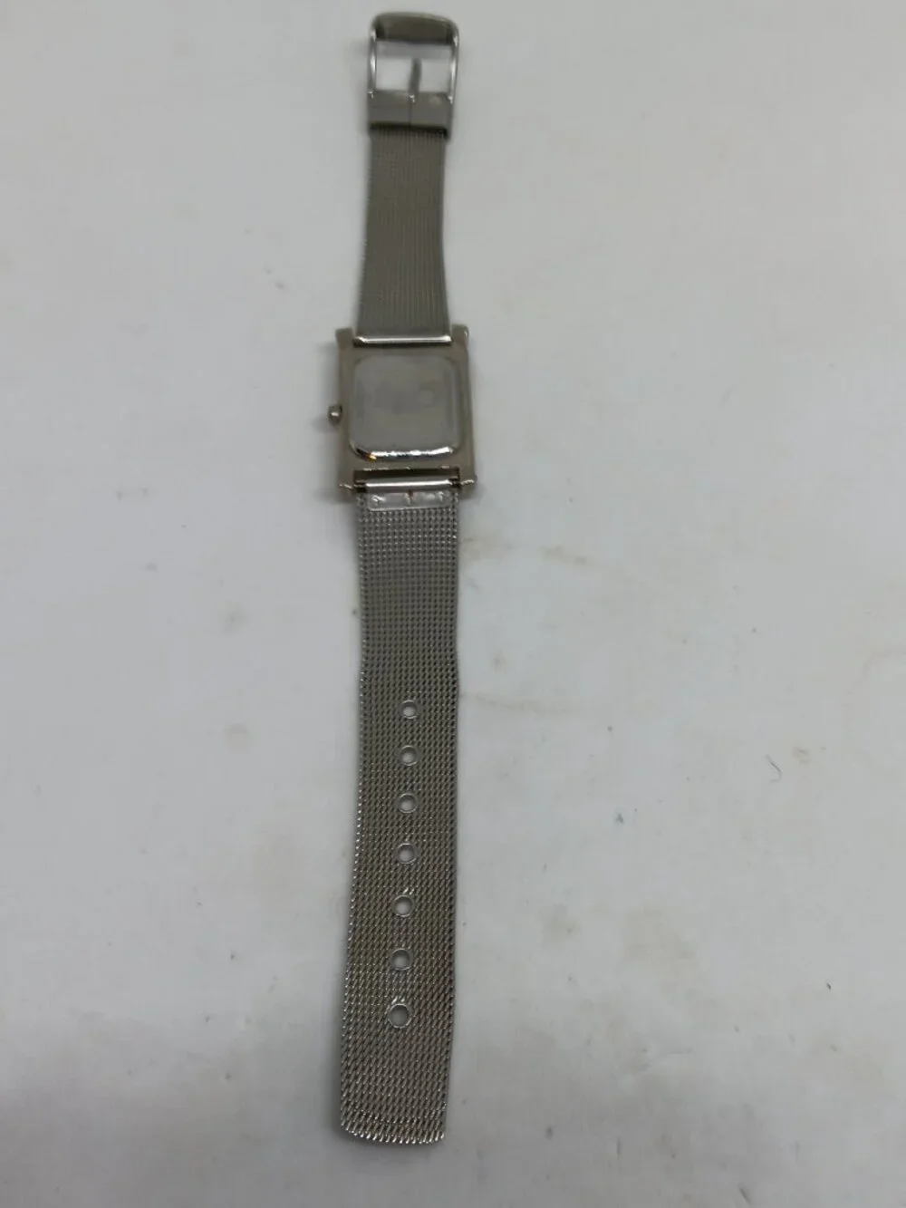 VINTAGE 2000s Fossil f2 EC-8799 Women's 24mm x 36mm Silver Tone Mesh Band Watch